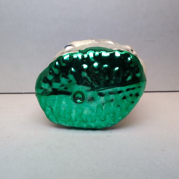 Glass Elephant Ornament Poland Green Blue White Glitter - Picture 3 of 6